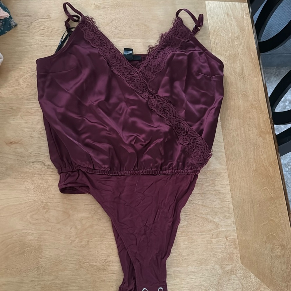 Maroon silk bodysuit